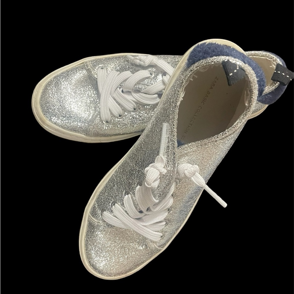 Zara Basic Collection Ladies Silver Glitter Sneak… - image 2
